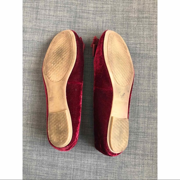 Lands End Red Velvet Flats with Jeweled Bows - Picture 5 of 6